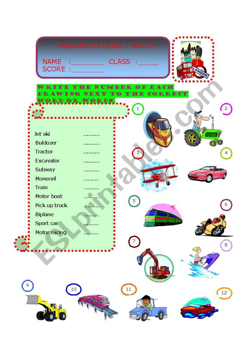 Transportation - Match Part -4