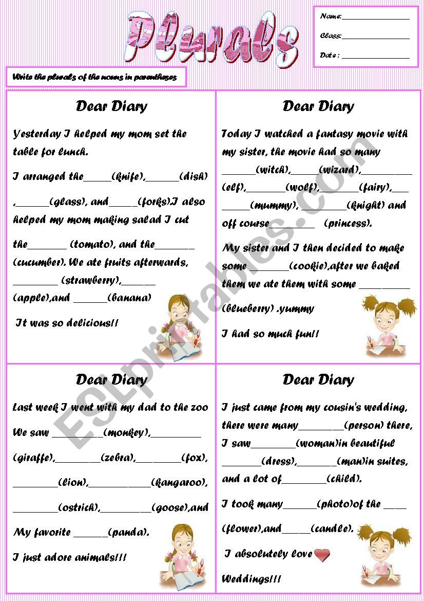 Plurals worksheet