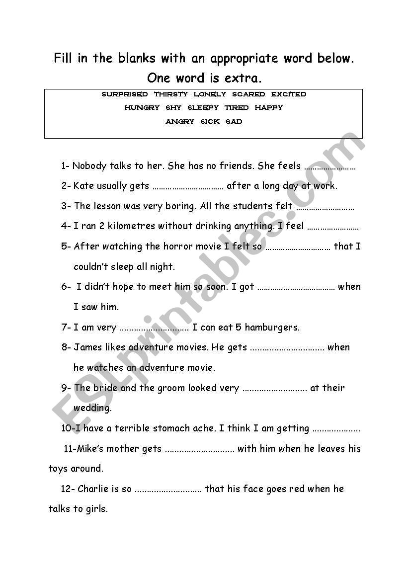 feelings worksheet