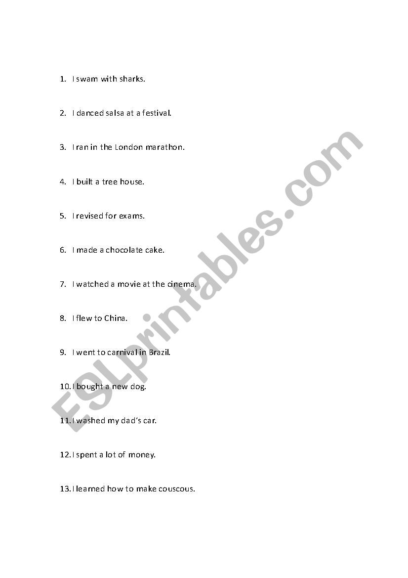 Cherades past simple worksheet