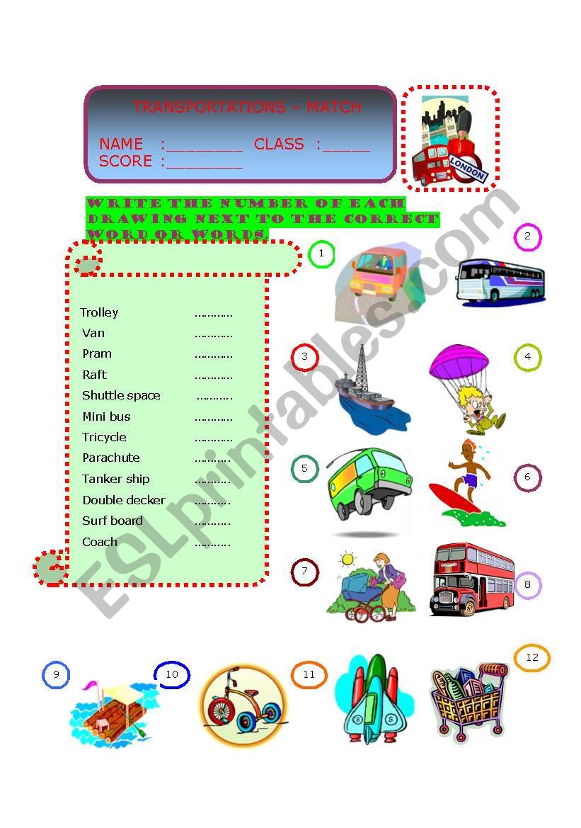 Transportation - Match Part -5