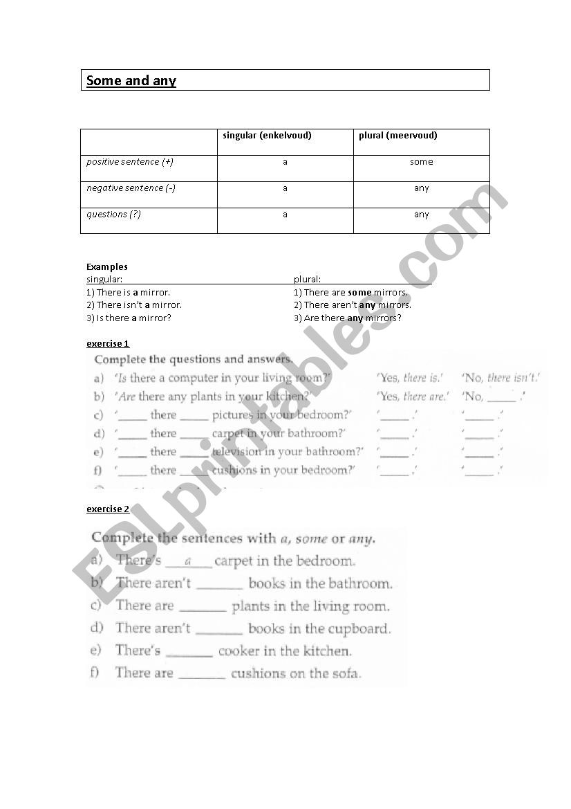 Some and any worksheet