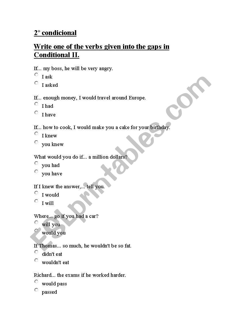 Conditional type 2 worksheet