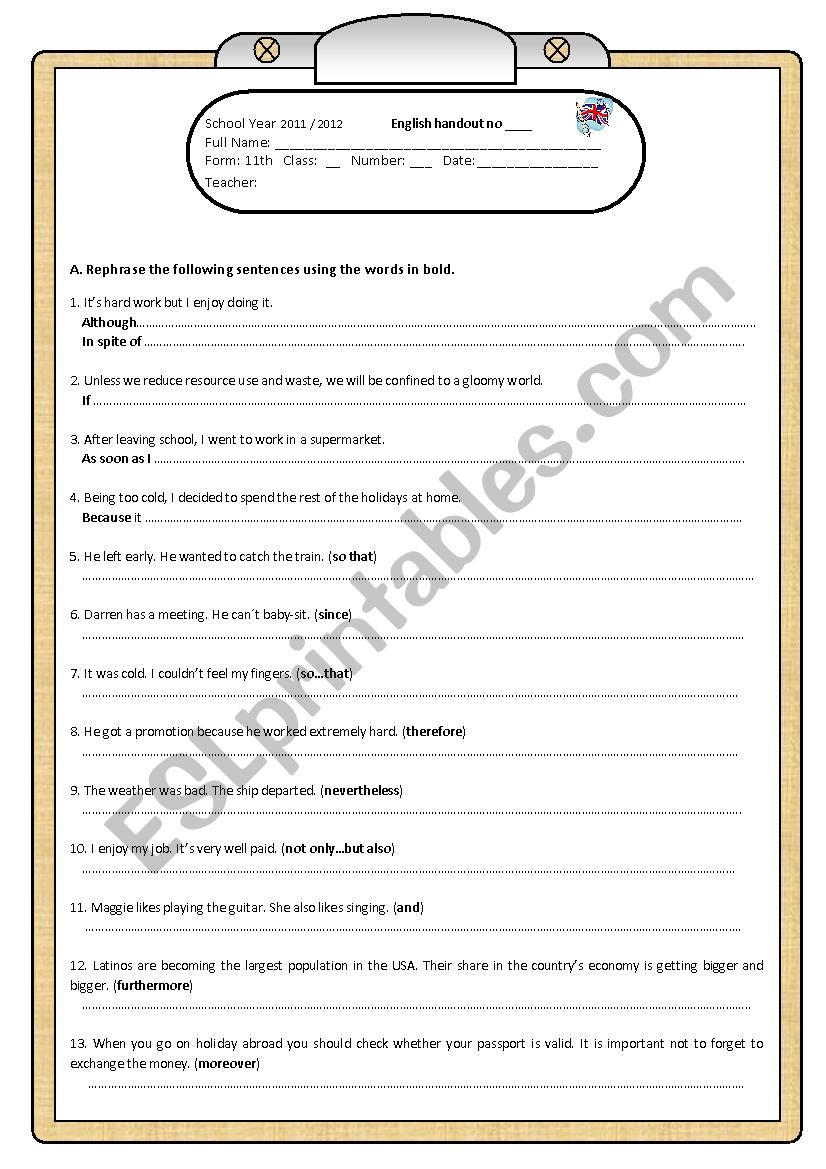 Linking Words worksheet