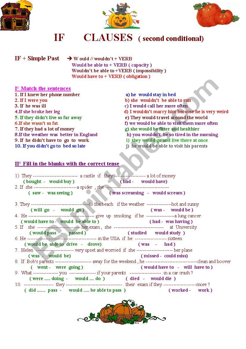 If Clause-Second Conditional worksheet