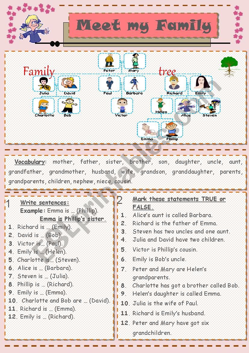 Meet my Family - Part1 worksheet
