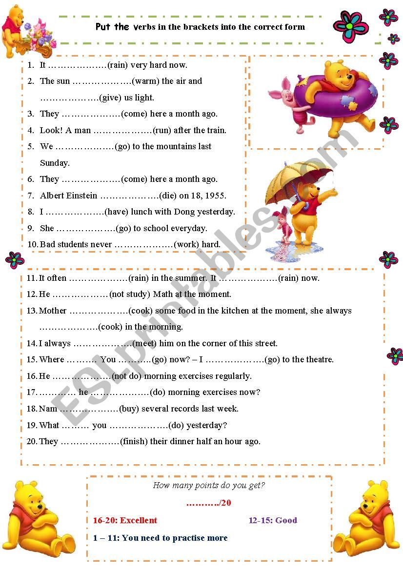 Put the verbs into the correct form - part 1
