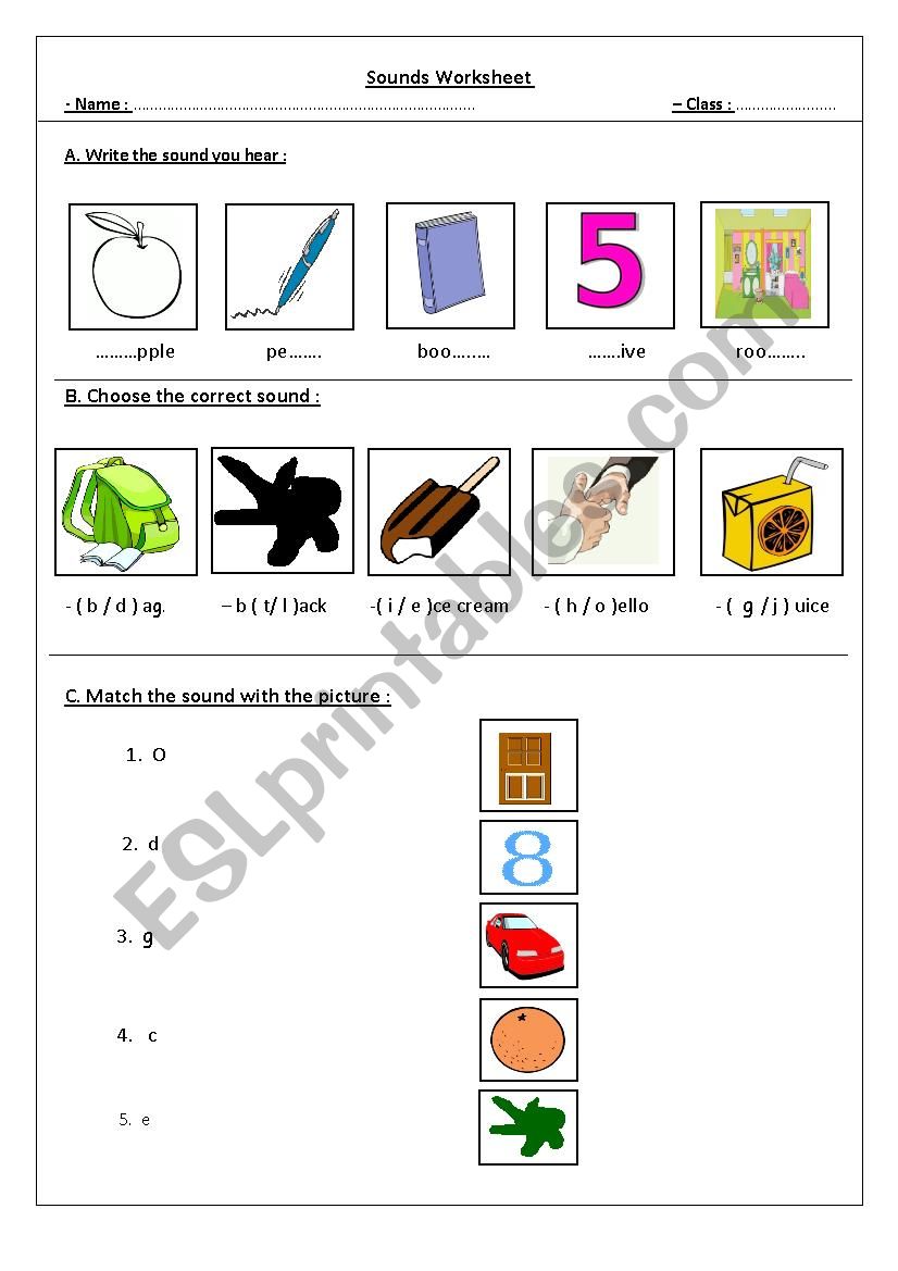 sounds worksheet worksheet