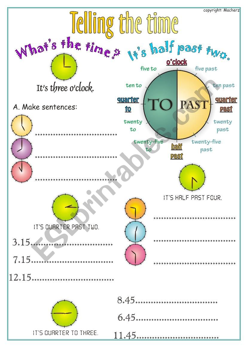 Telling the time worksheet worksheet