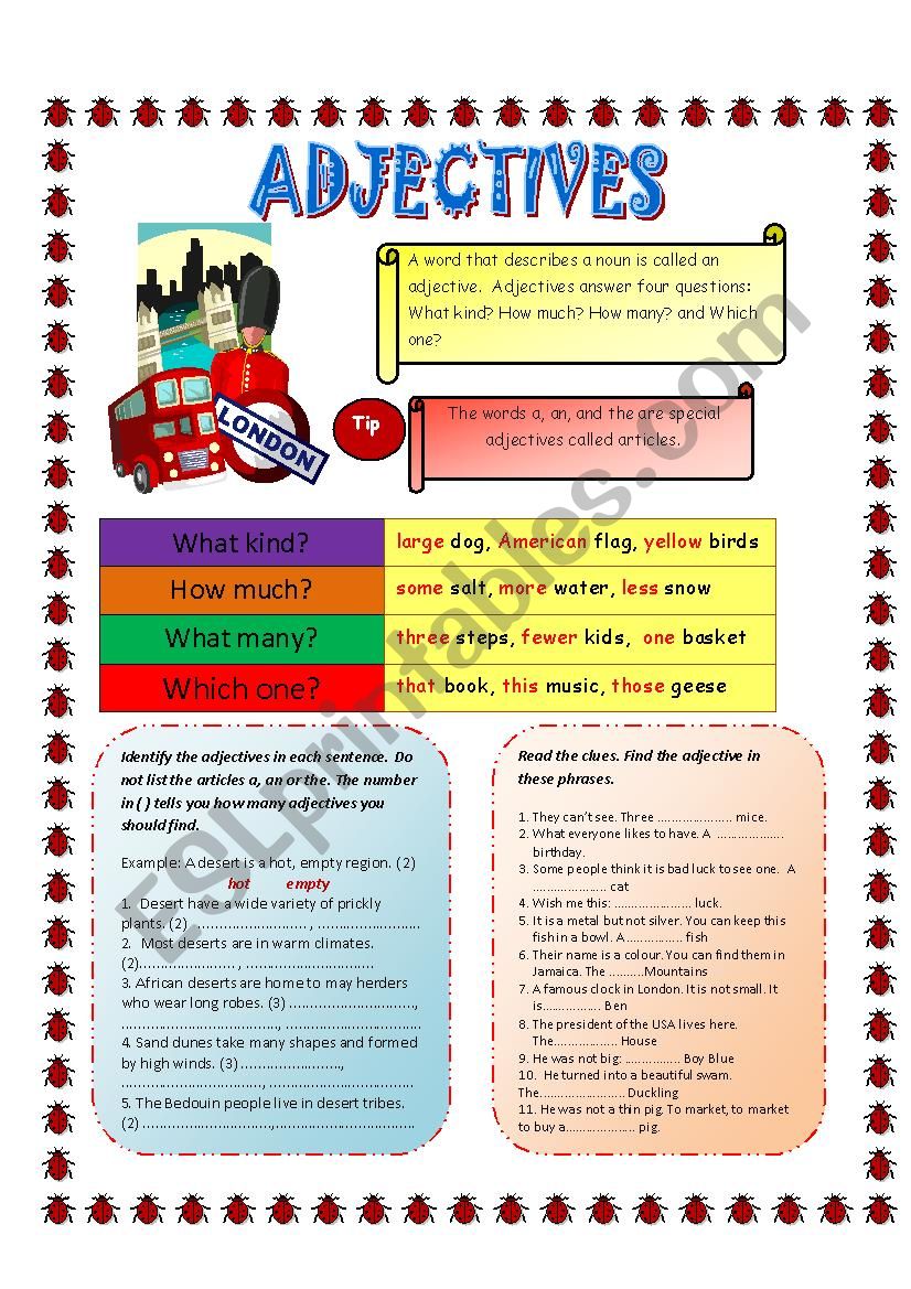 Adjectives worksheet