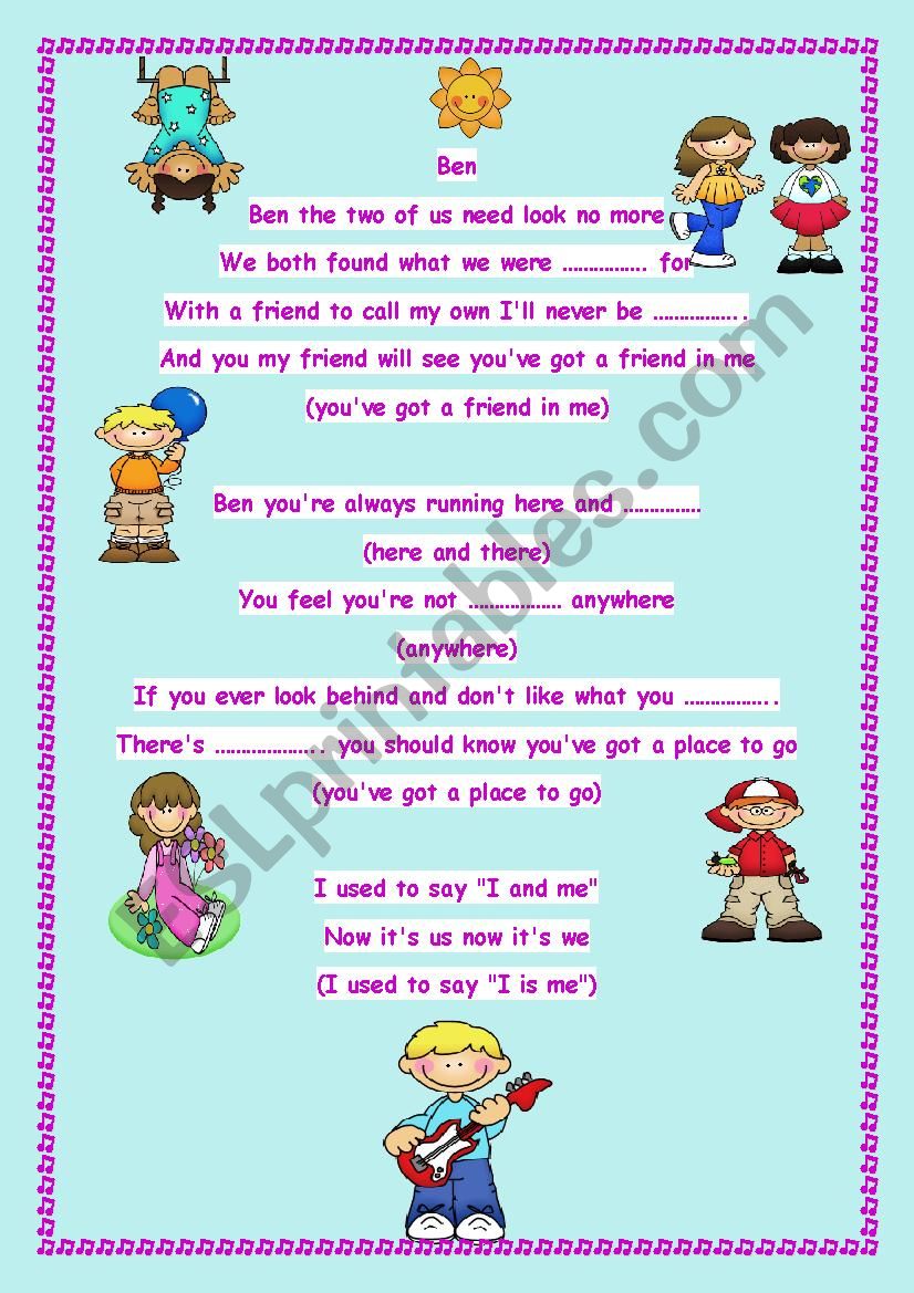 Michael Jacksons song :  worksheet