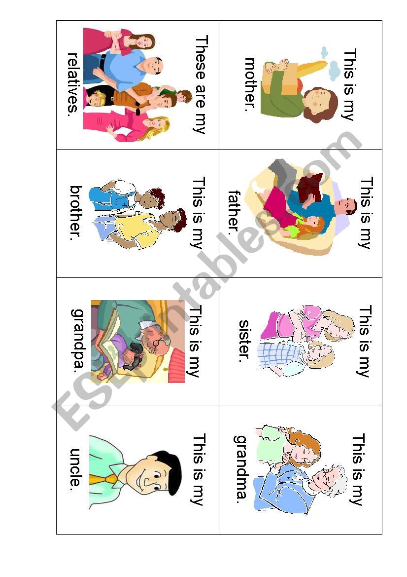 Family Relatives Flashcards worksheet