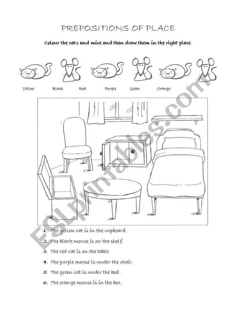 Prepositions of place: Cats and mice