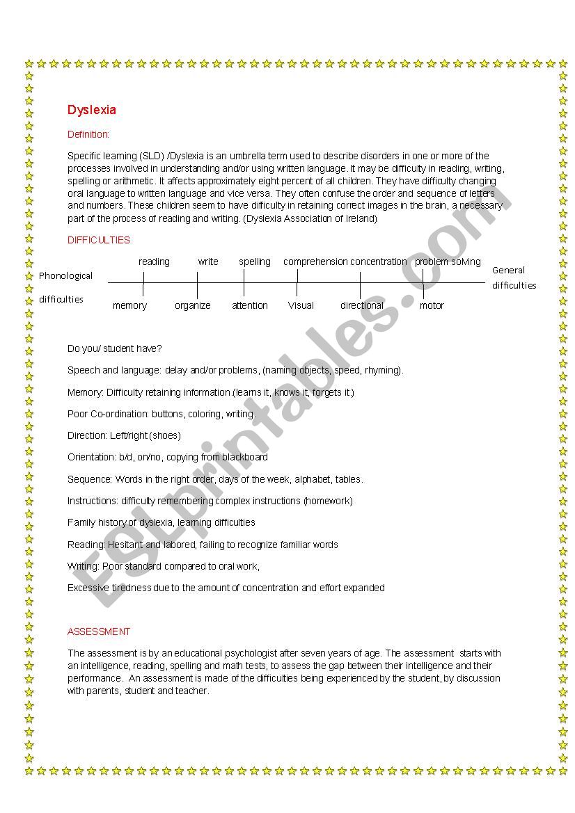 DYSLEXIA  worksheet