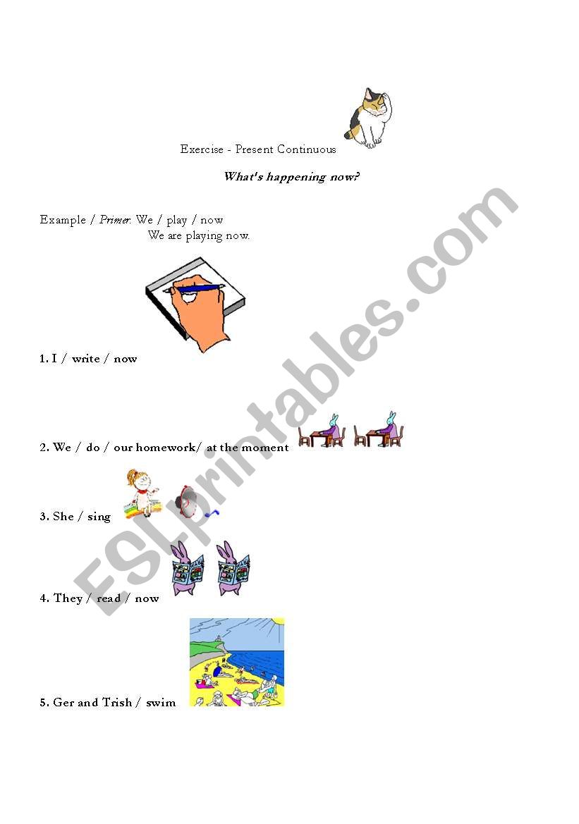 Present continuous worksheet