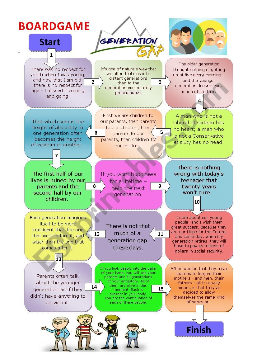 Boardgame: Generation Gap worksheet