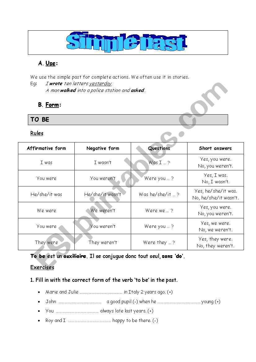 Past Simple worksheet