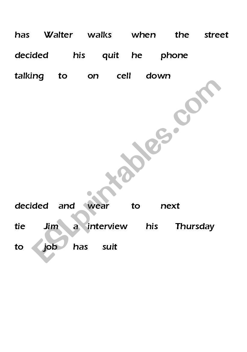 Scrambled Sentances worksheet