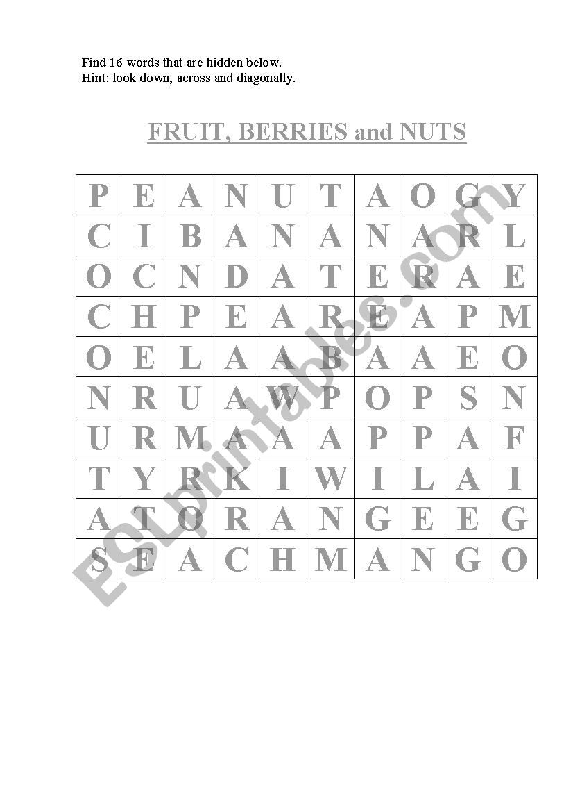 Wordsearch worksheet