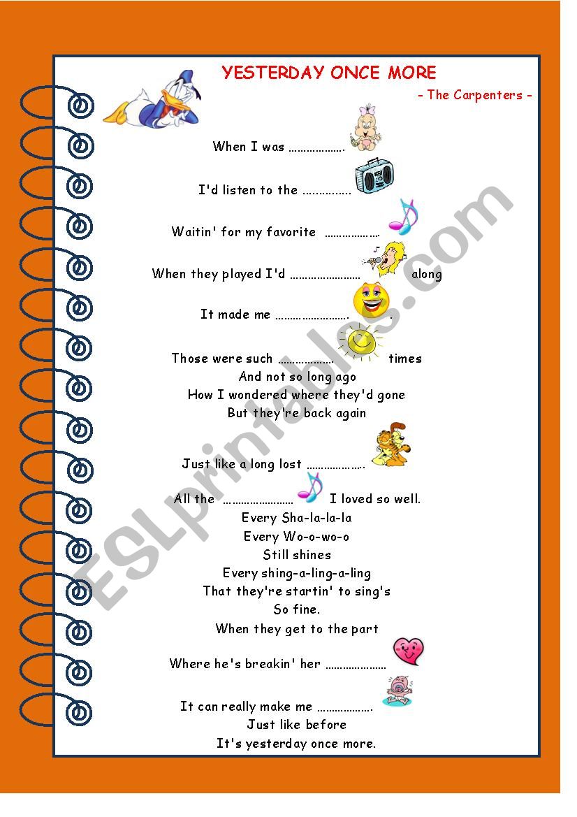 Song: Yesterday Once More worksheet