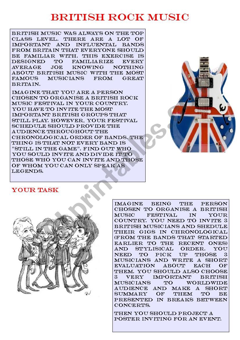 British rock music worksheet