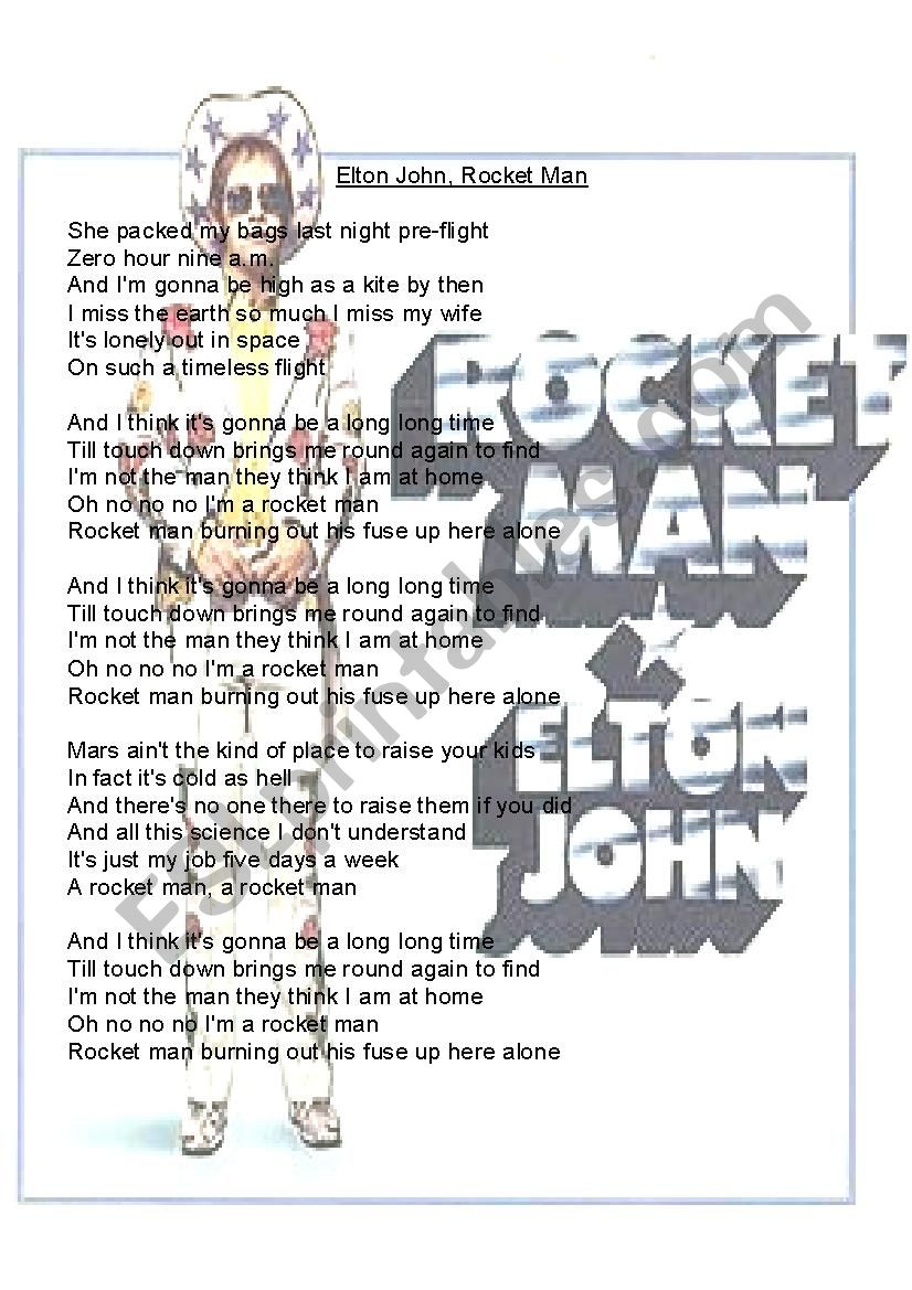 Elton John Rocket Man Gapfill Handout