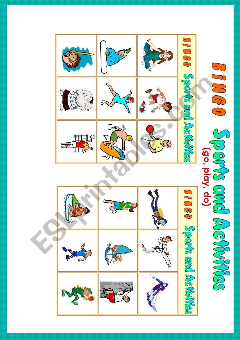 Sports and Activities BINGO (PLAY, GO, DO)