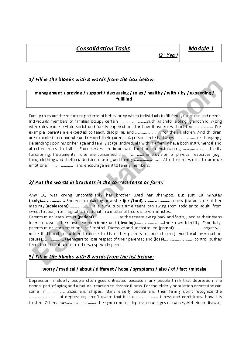 consolidation Module 1 worksheet