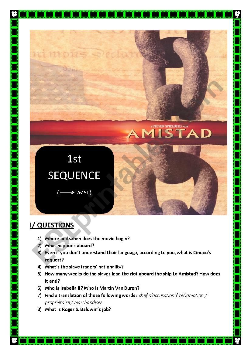 AMISTAD 1 (questions /listening comprehension + keys)