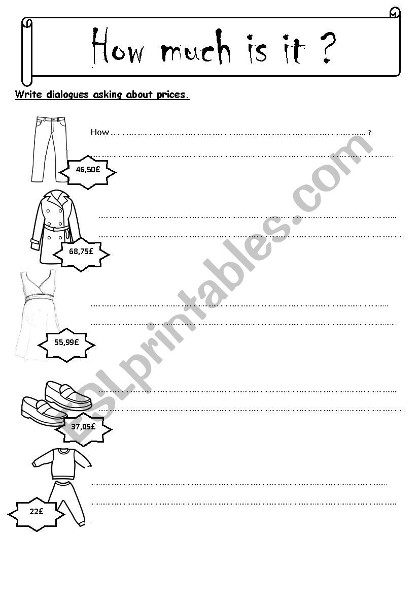 how much is it? worksheet