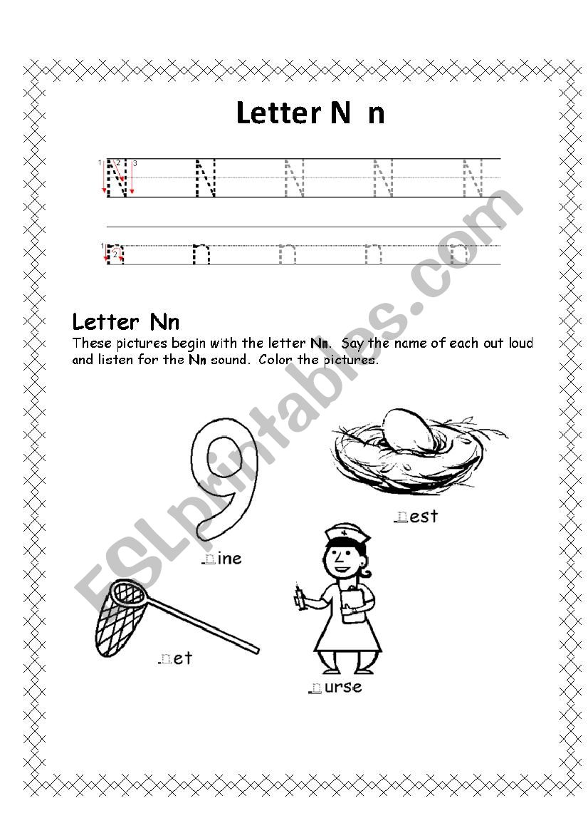 letter n, i and p worksheet