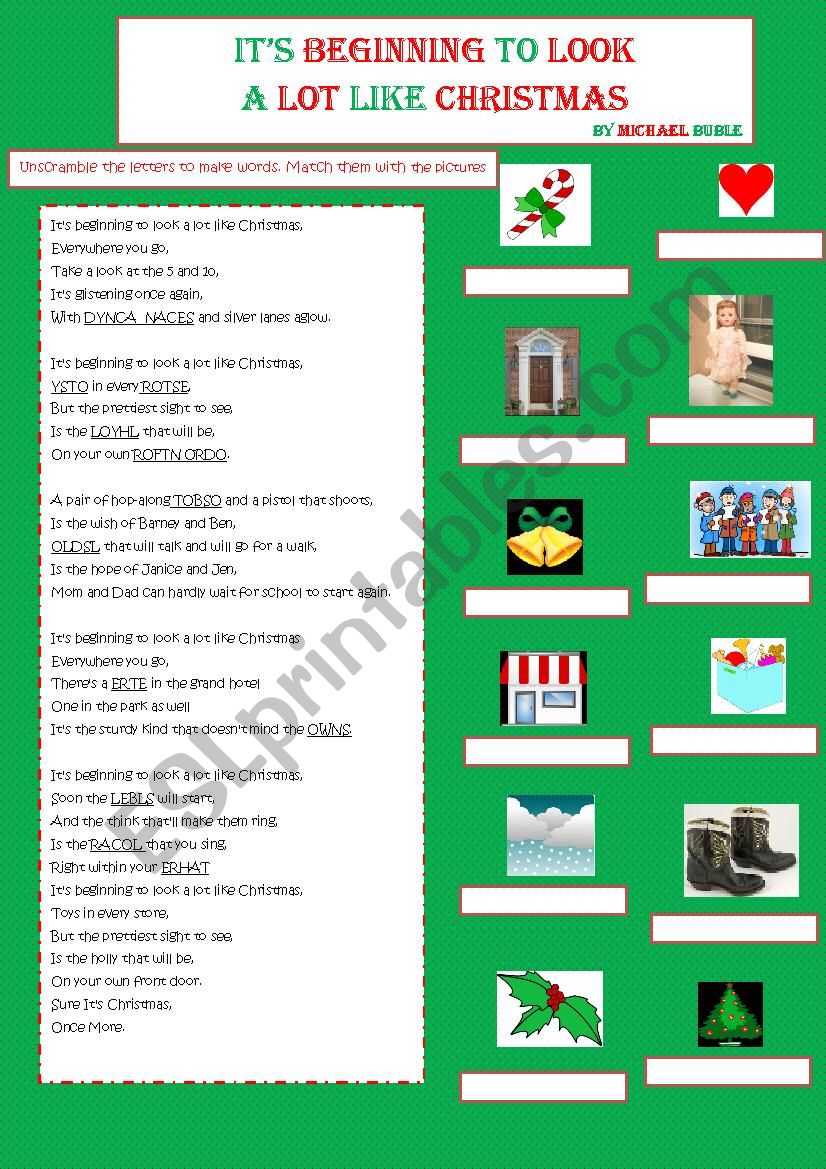 It´s Beginning to look a lot like christmas ESL worksheet by NatySB It´s Beginning to look a lot like christmas ESL worksheet by NatySB