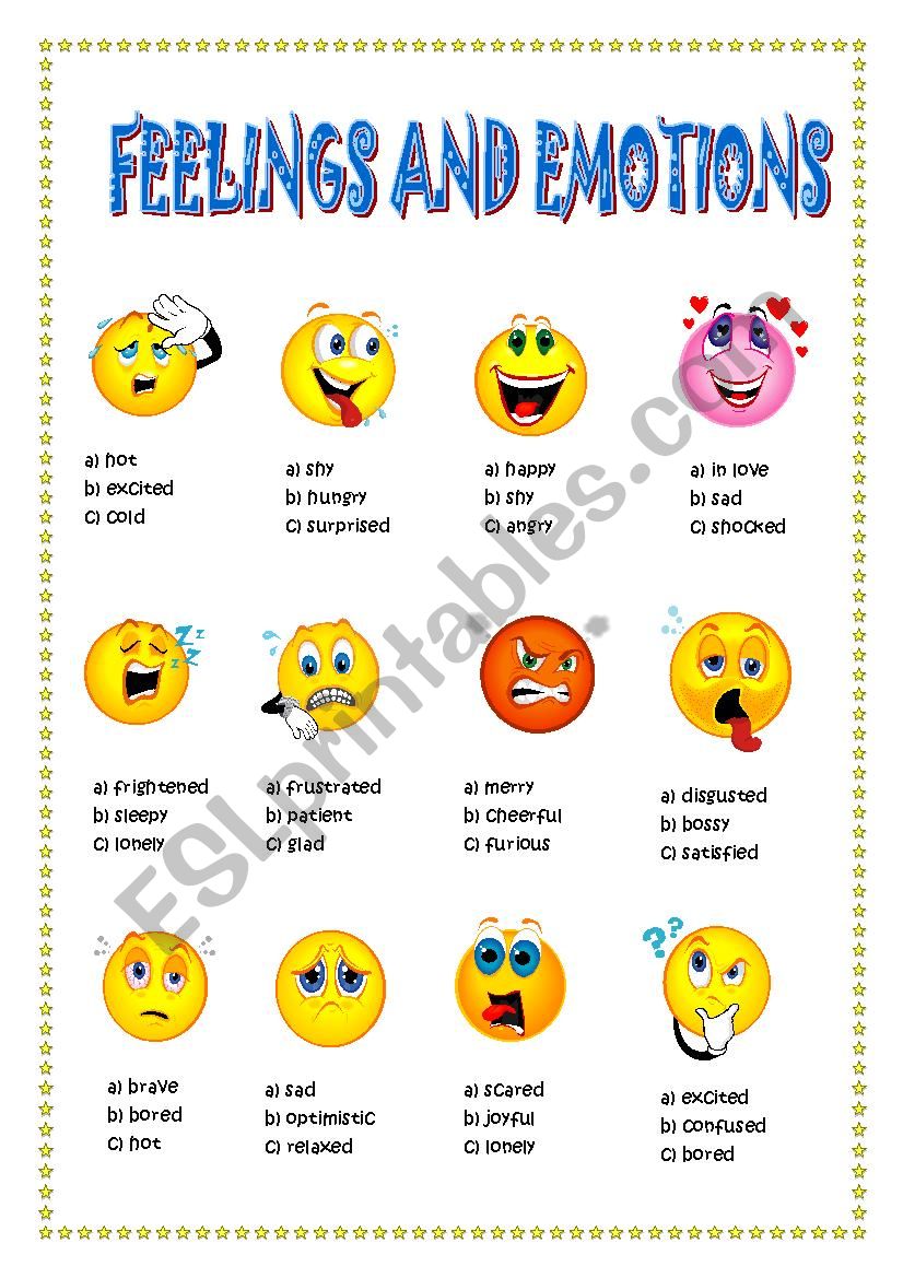 Feelings and emotions worksheet