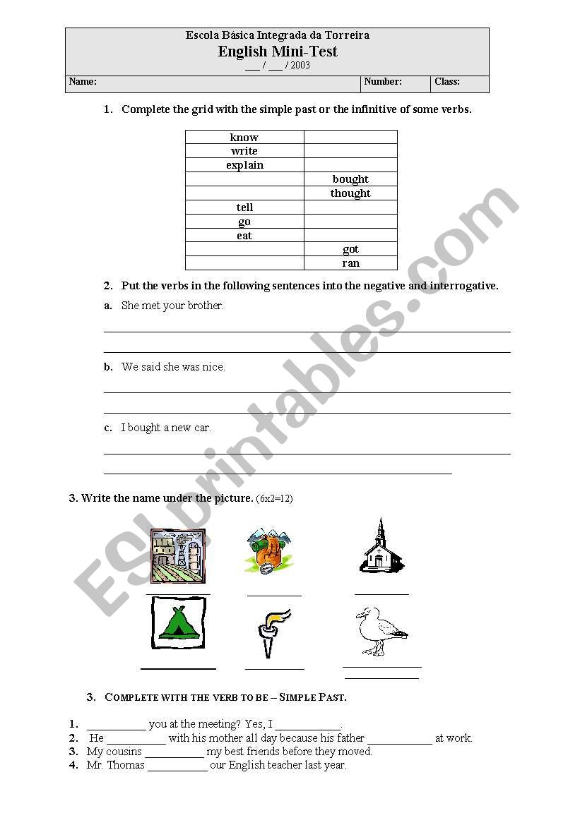 Test- simple past / vocabulary