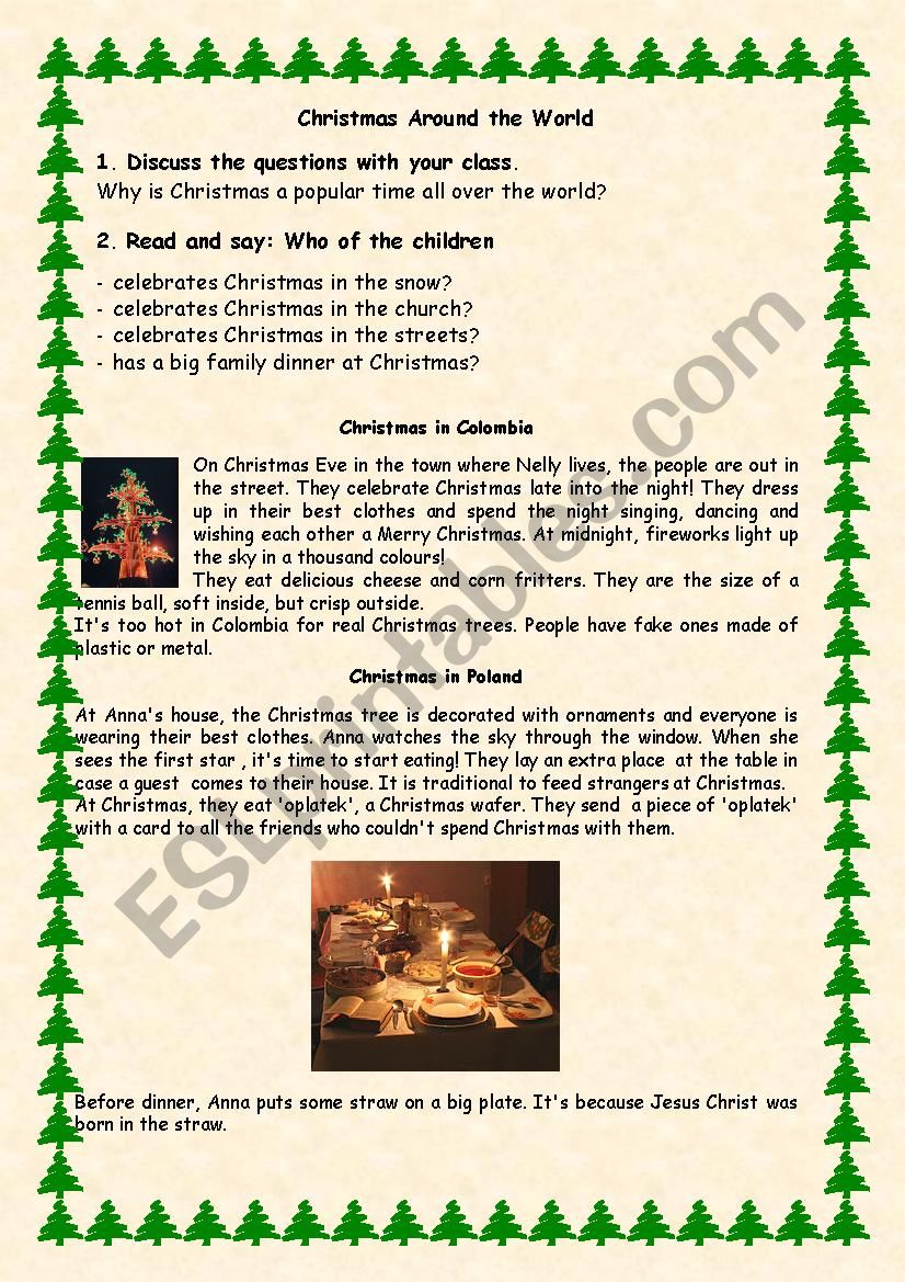 Christmas around the World worksheet