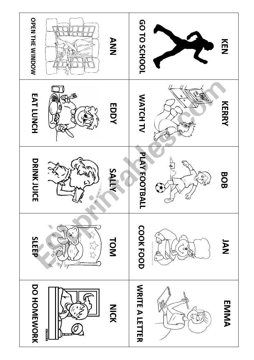 Verb Card Game worksheet