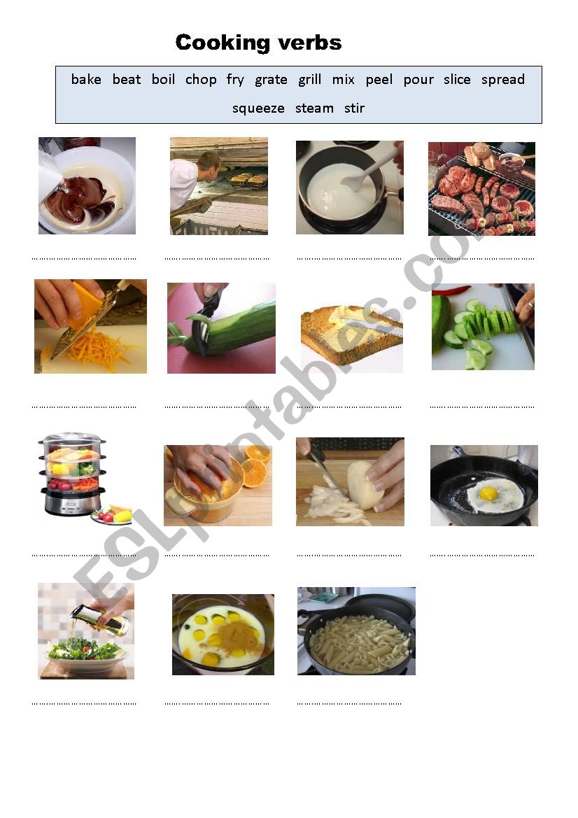 Cooking verbs worksheet