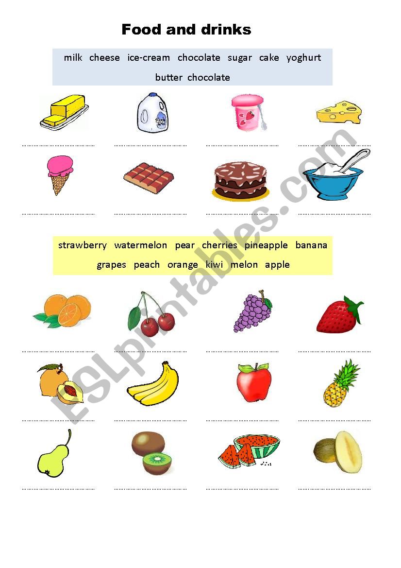 Food and drinks I worksheet