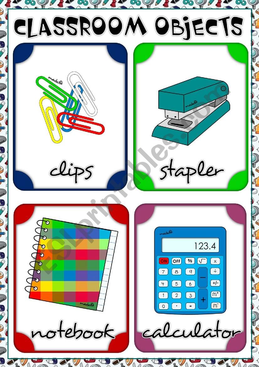 Classroom objects - flahscards 2/3 REUPLOADED