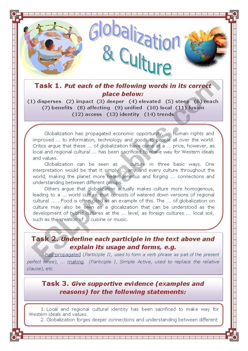 Globalization and Culture  worksheet