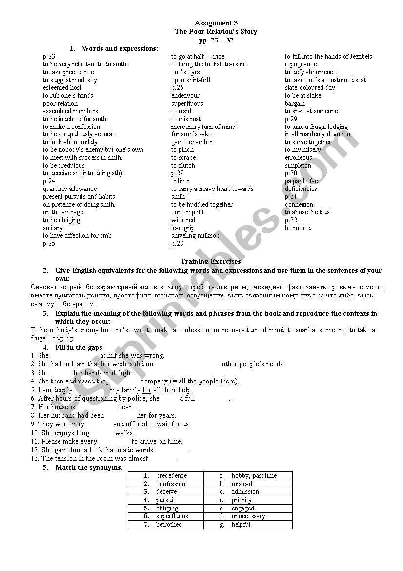 Dickens worksheet