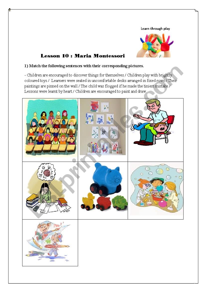 Maria Montessori worksheet