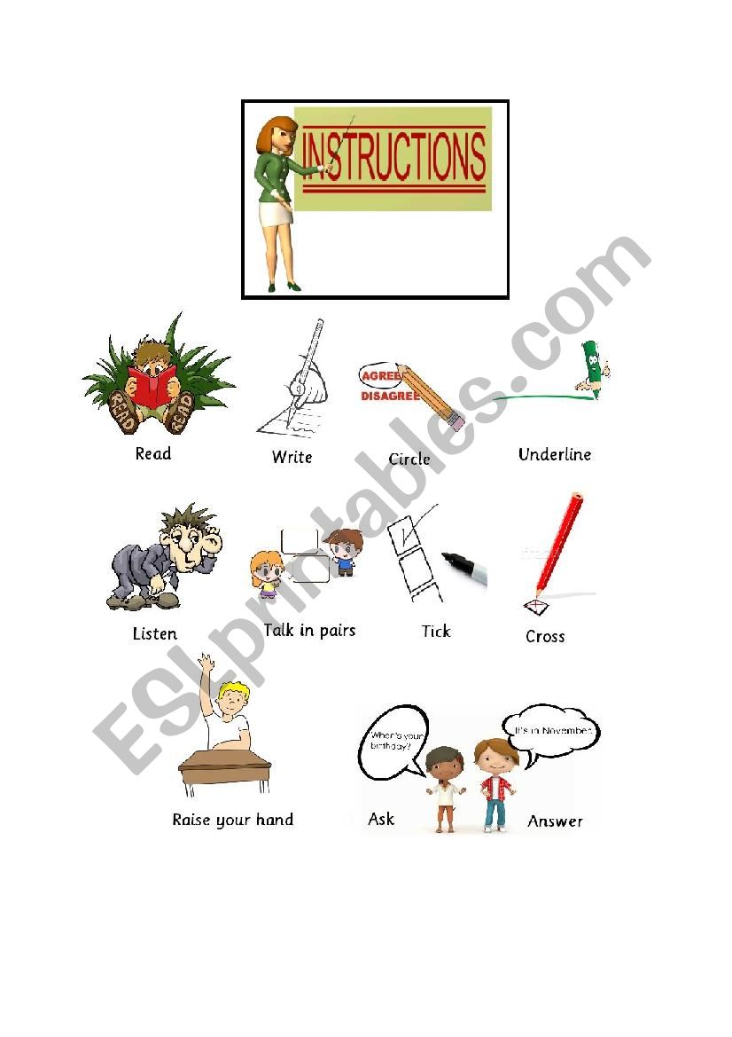 Classroom instructions worksheet