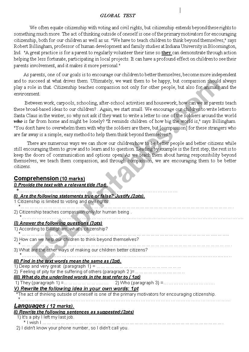 citizenship worksheet