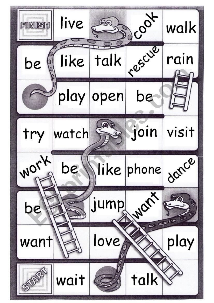 Regular verbs -  PRONUNCIATION - Snakes and ladders board game