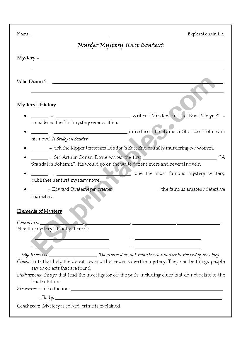 Mystery Pre Reading  worksheet