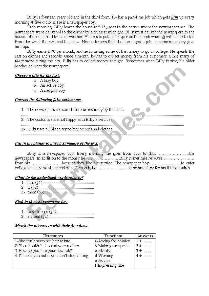 9th Form Worksheet 32 worksheet