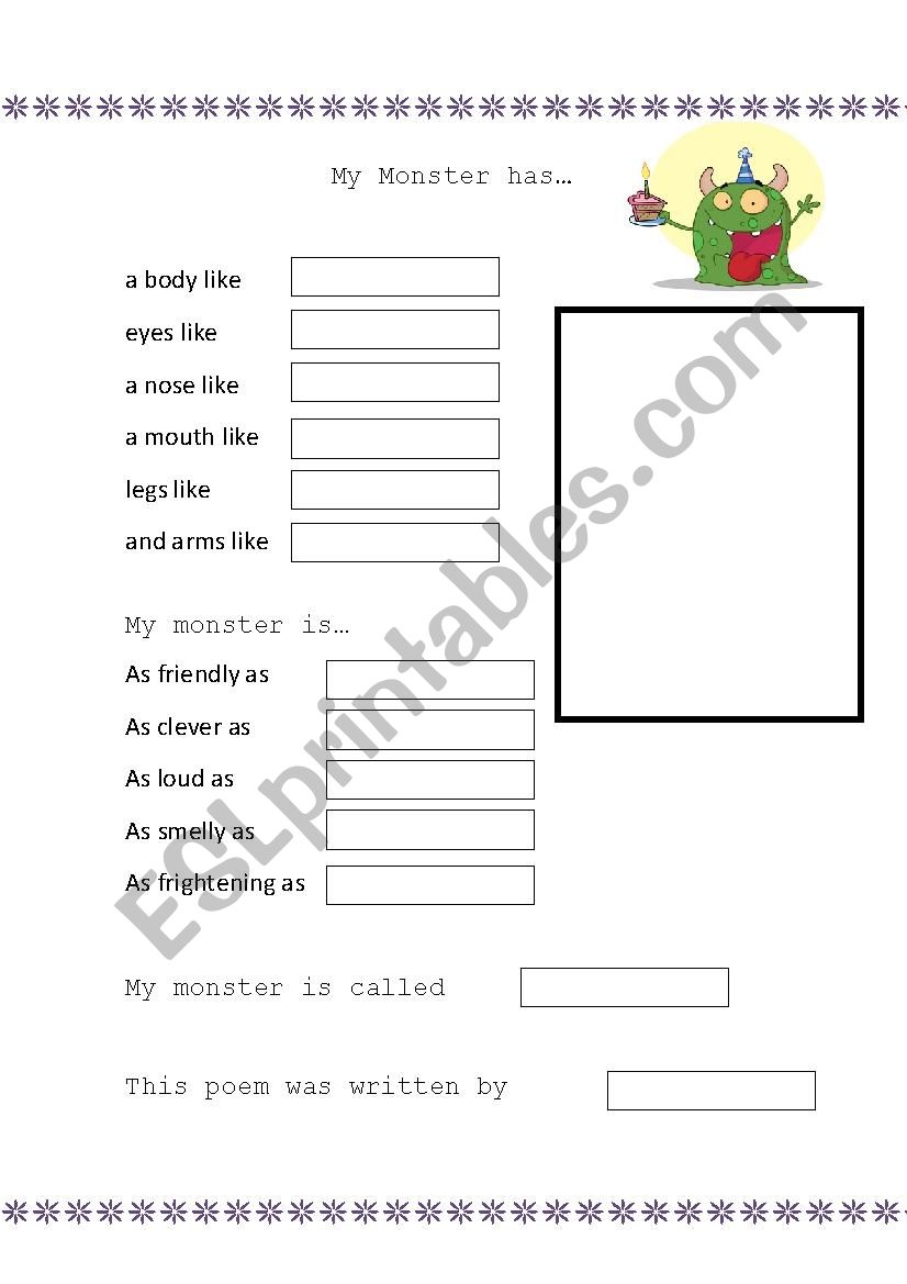 My Monster has... worksheet