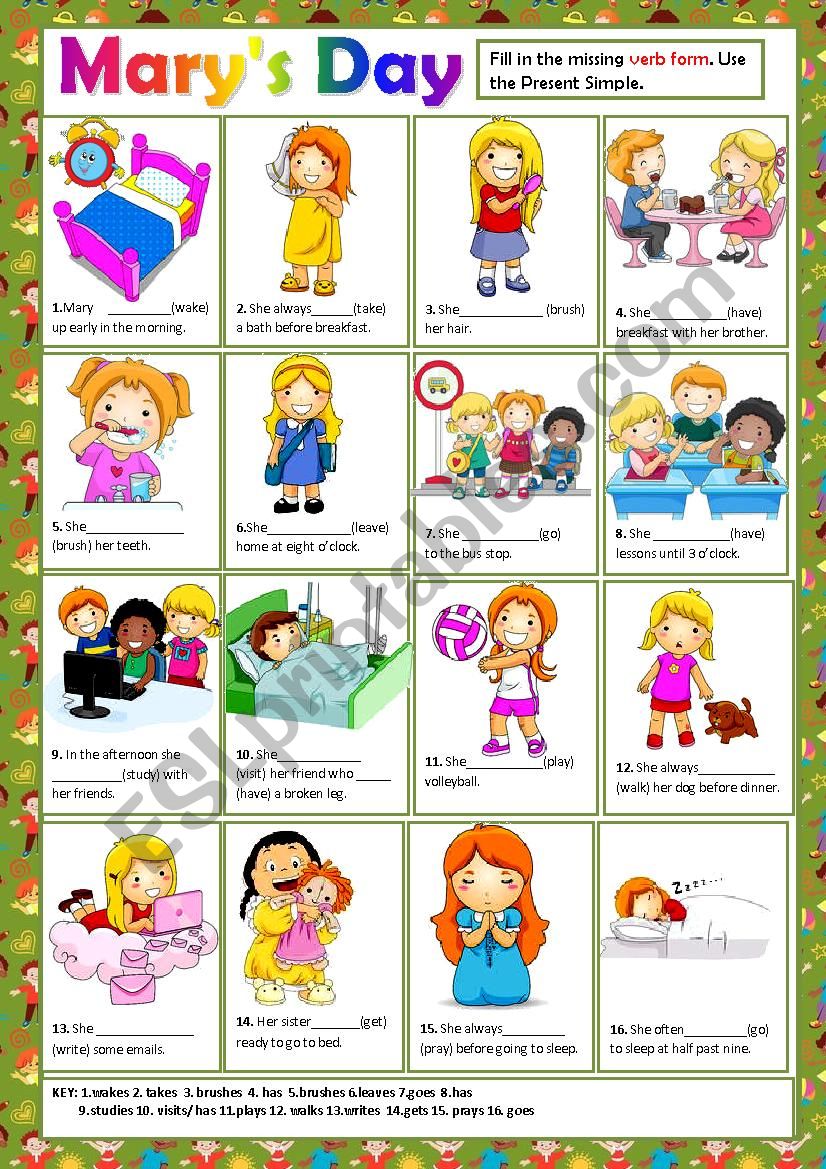 MARY´S DAY + KEY - ESL worksheet by macomabi