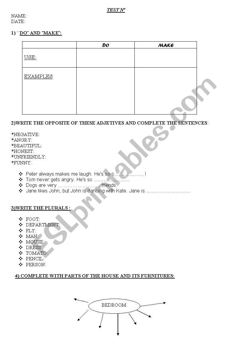 test simple present worksheet